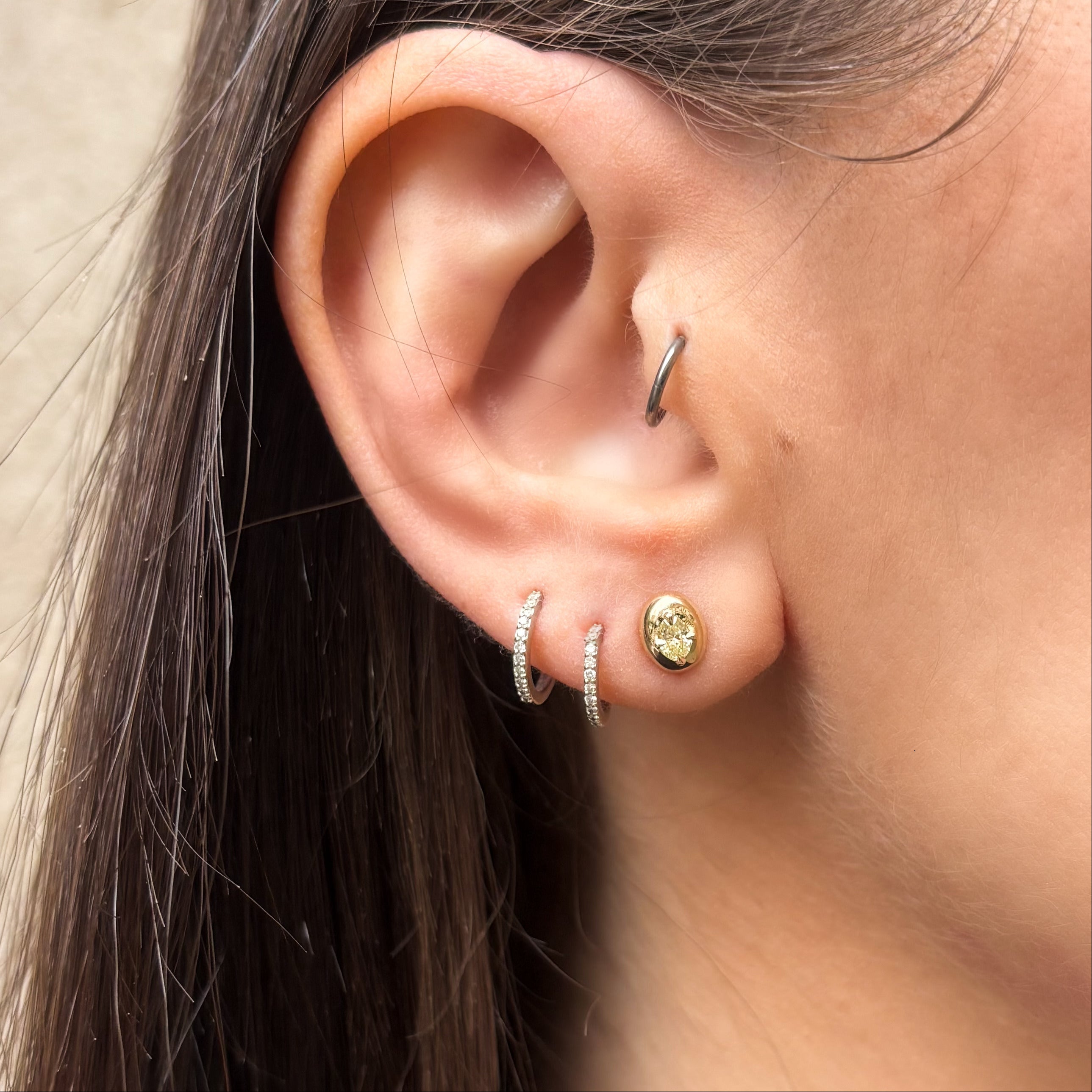 0.30ct Yellow Oval Diamond Briar Stud Pair