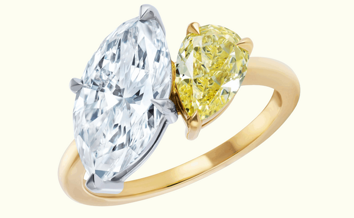Marquise and Fancy Yellow Pear Toi-et-Moi Ring Dove House London